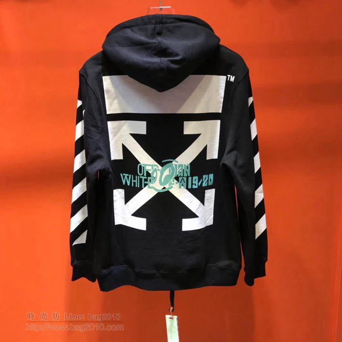 OffWhite男裝 19-20FW新款 最高品質 off男士連帽套頭黑色衛衣 男士秋季最新單品  tzy2365
